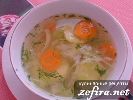 Легкий овощной суп со свежей капустой