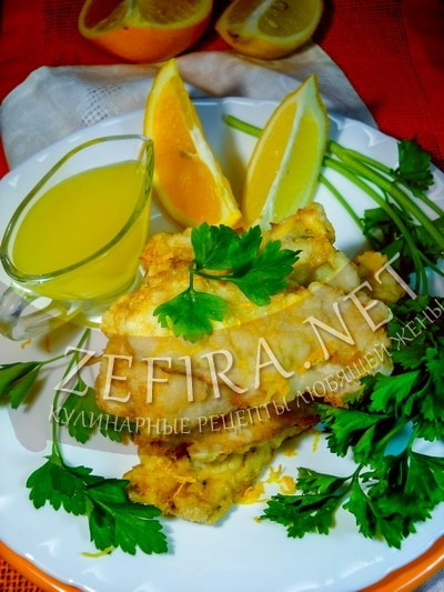 Минтай жареный «Золотистый» с цитрусовым соусом - рецепт и фото