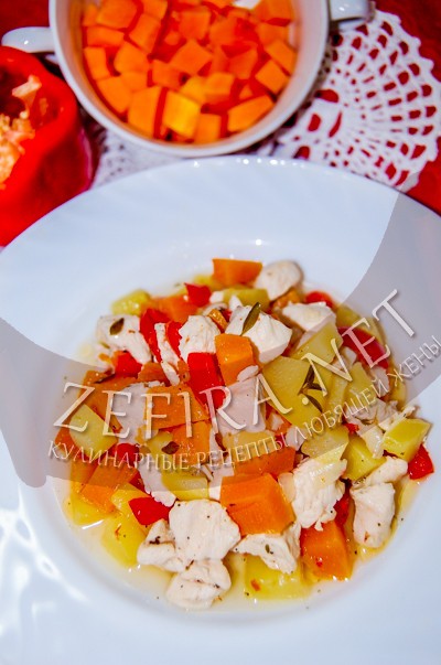 Овощное рагу с тыквой и куриным филе - рецепт и фото