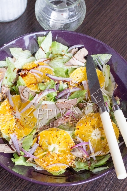 Салат с куриной печенью и апельсином - фото рецепт