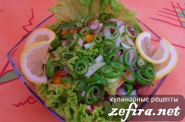 Салат из овощей, ветчины и фасоли «Экспромт»