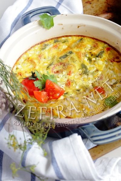 Омлет в духовке с помидорами, фасолью и кабачками - рецепт и фото