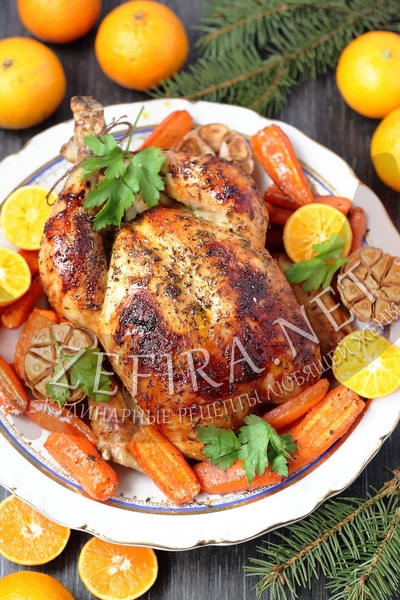 Новогодняя курица – рецепт с мандаринами и сладкой морковью (рецепт и фото)