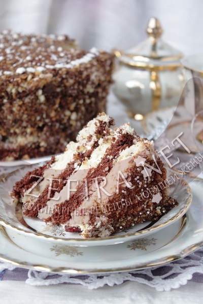 Торт шоколадно-ванильный с клюквой - рецепт и фото