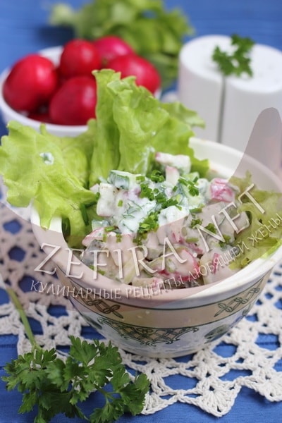 Салат из редиса и огурцов Необычный - рецепт и фото