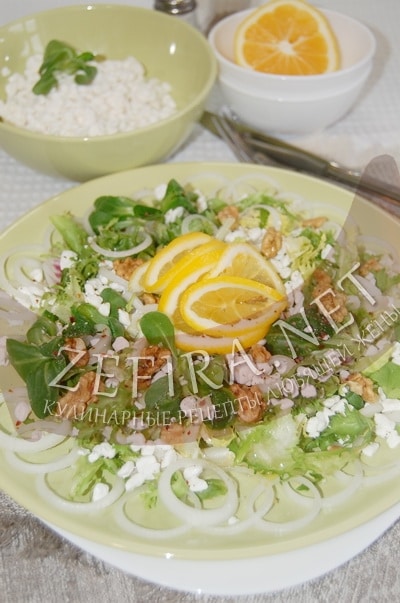Зеленый салат с творогом - рецепт и фото