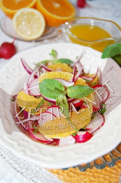 Салат из редиса с апельсинами и мятой - рецепт и фото