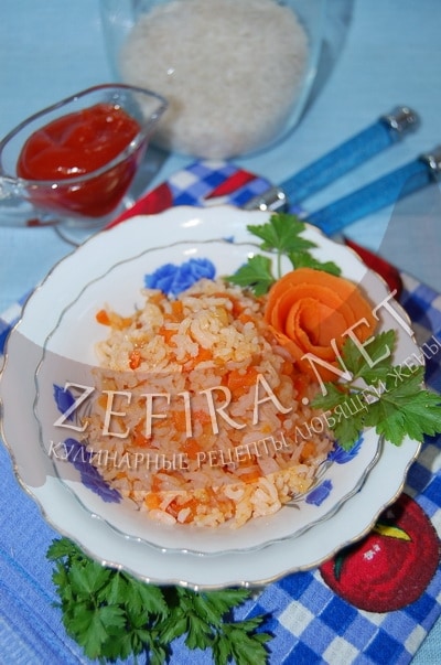 Постный рис с морковью и томатом «По-монастырски» - рецепт и фото