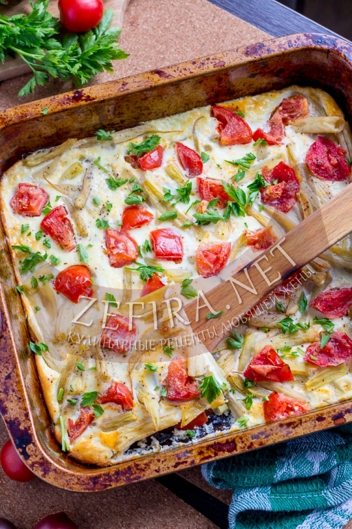 Омлет со стручковой фасолью и помидорами в духовке - рецепт и фото