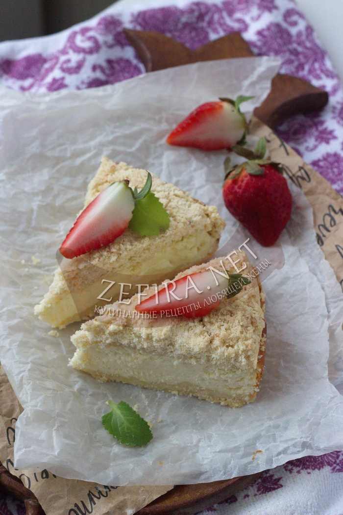 Простой и вкусный насыпной пирог с творогом - рецепт и фото