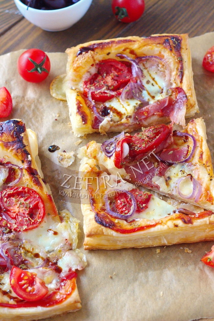 Вкусная пицца из слоеного теста - рецепт и фото