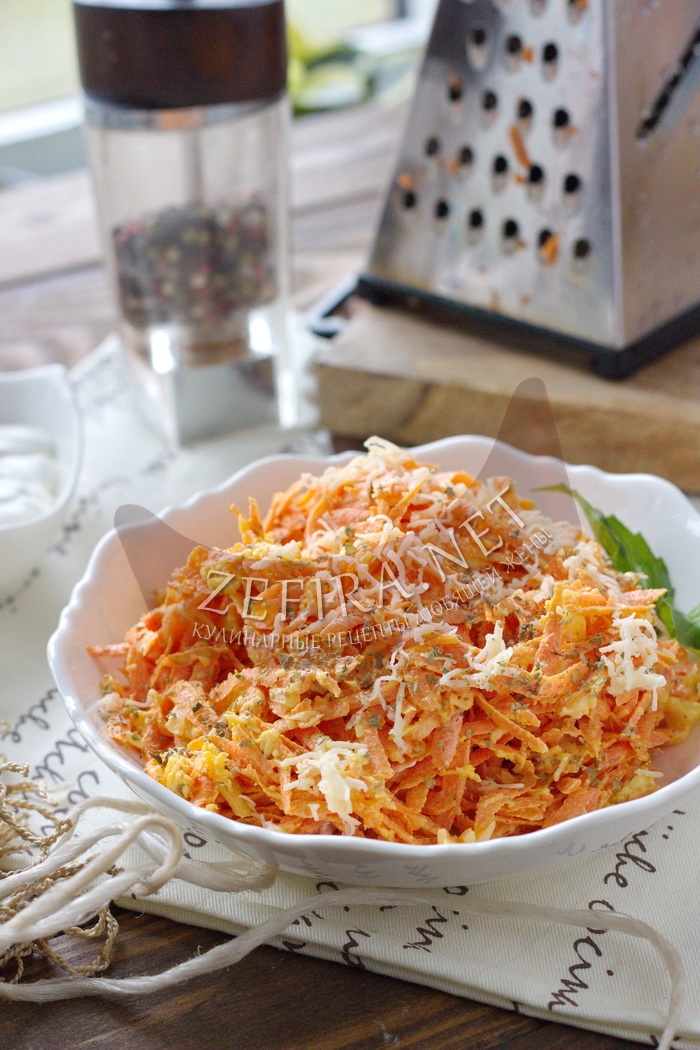 Нежный салат из моркови с яйцом и сыром - рецепт и фото