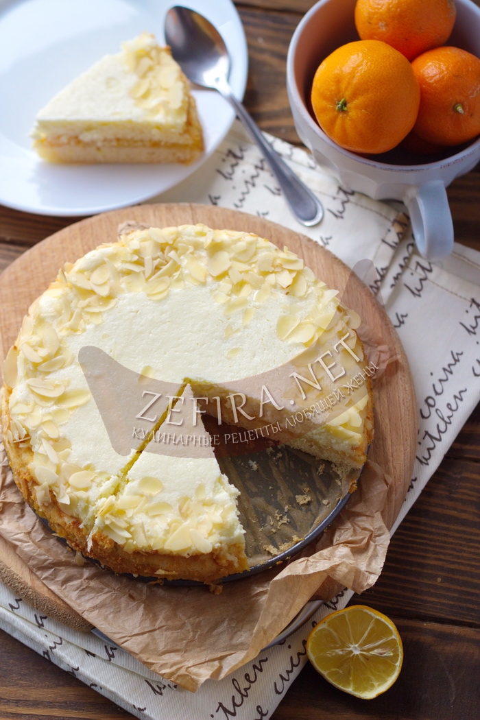Нежный творожный пирог с апельсином - рецепт и фото