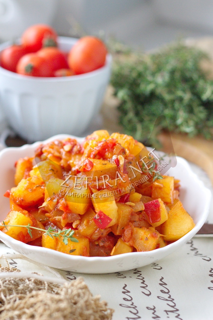 Жареные кабачки с чесноком и помидорами - рецепт и фото