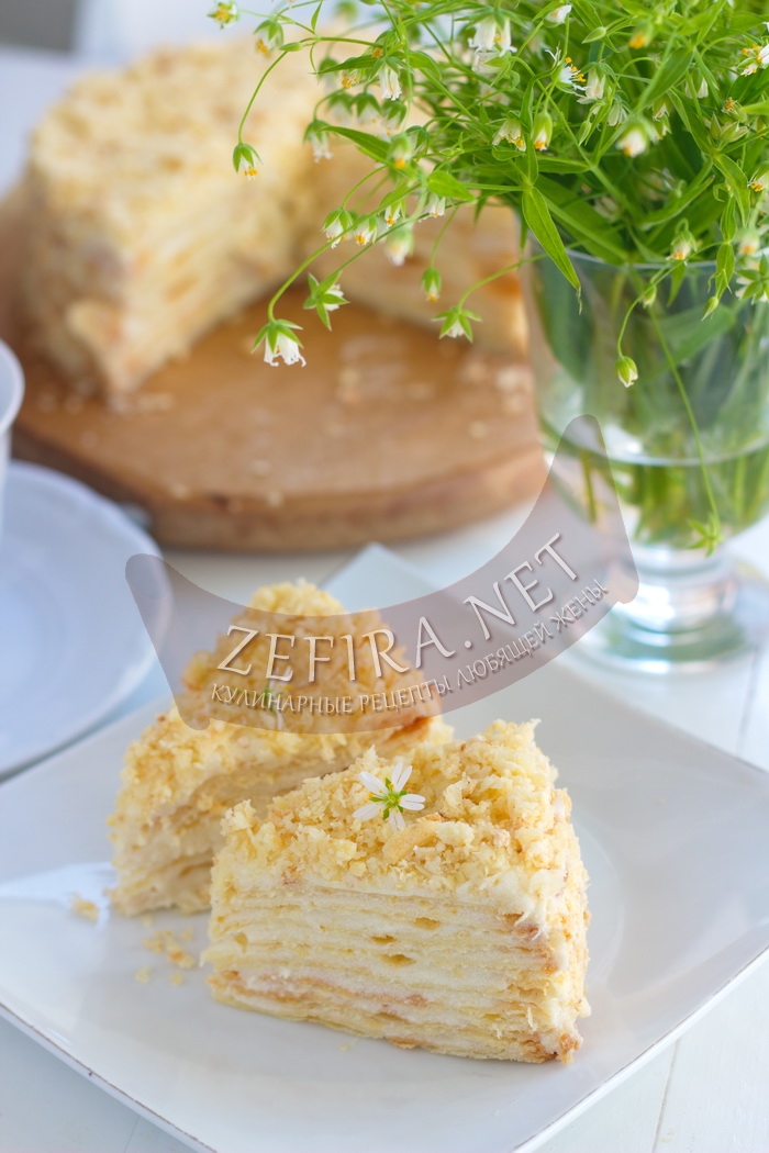 Вкусный творожный торт «Наполеон» - рецепт и фото