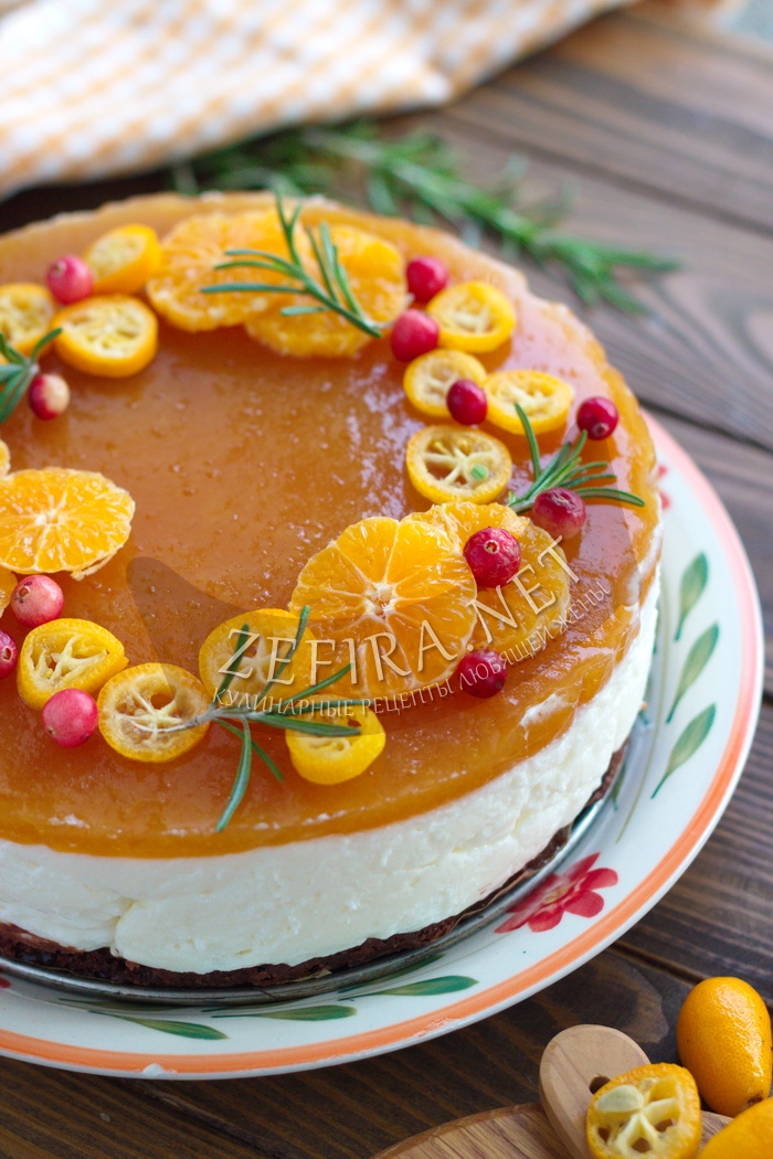 Апельсиновый торт-желе на брауни - рецепт и фото