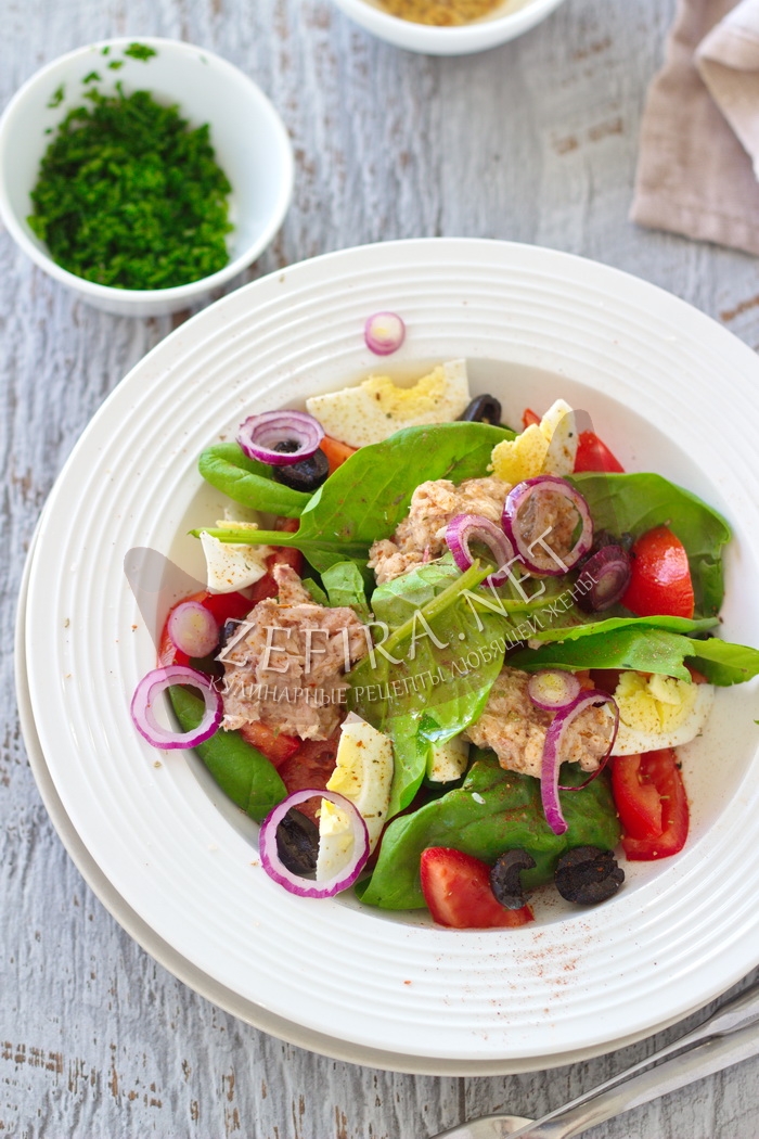 Вкусный салат с тунцом и яйцом - рецепт и фото