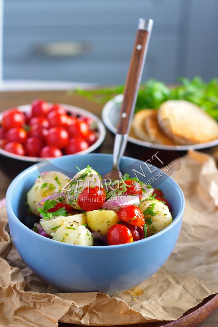 Простой салат из картошки и помидоров - рецепт и фото