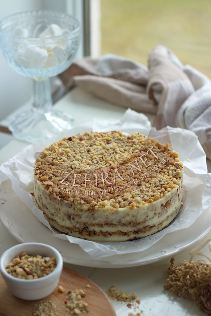 Торт «Пломбир» без выпечки с крошкой - рецепт и фото