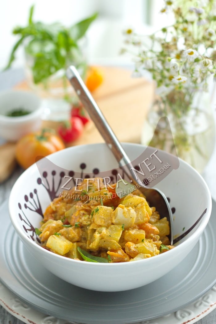 Овощное рагу с кабачками и плавленым сыром - рецепт и фото