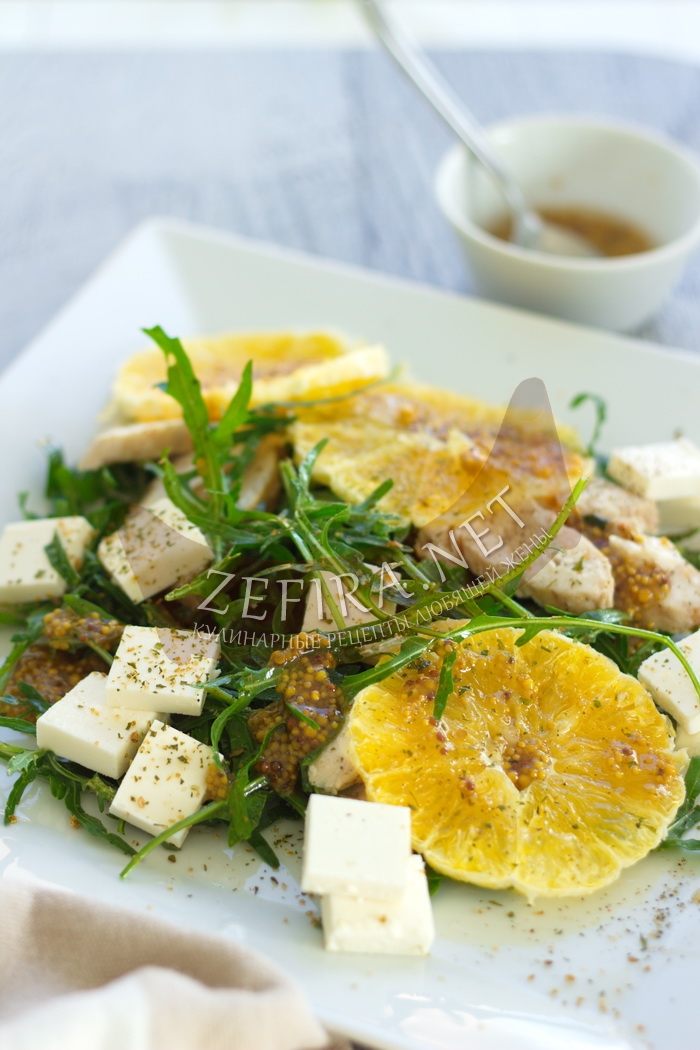Салат с курицей, апельсином и сыром фета - рецепт и фото