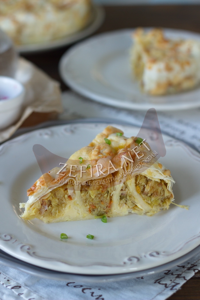 Пирог улитка  - рецепт из лаваша с начинкой из капусты с фото